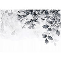 FOTOTAPETE Blätter Schwarz und Weiß Wohnzimmer 200x140 - Multicolor, Papier (200/140cm) - Wallarena