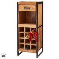 WEINSCHRANK Venosa Oldwood 56 x 45 x 102 cm - Schwarz/Braun, Holz/Metall (56/90/45cm) - Mr. Deko
