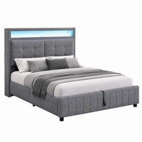 POLSTERBETT mit LED und USB 140x200 cm Grey - Grau, Metall (140/200cm) - Meubliv