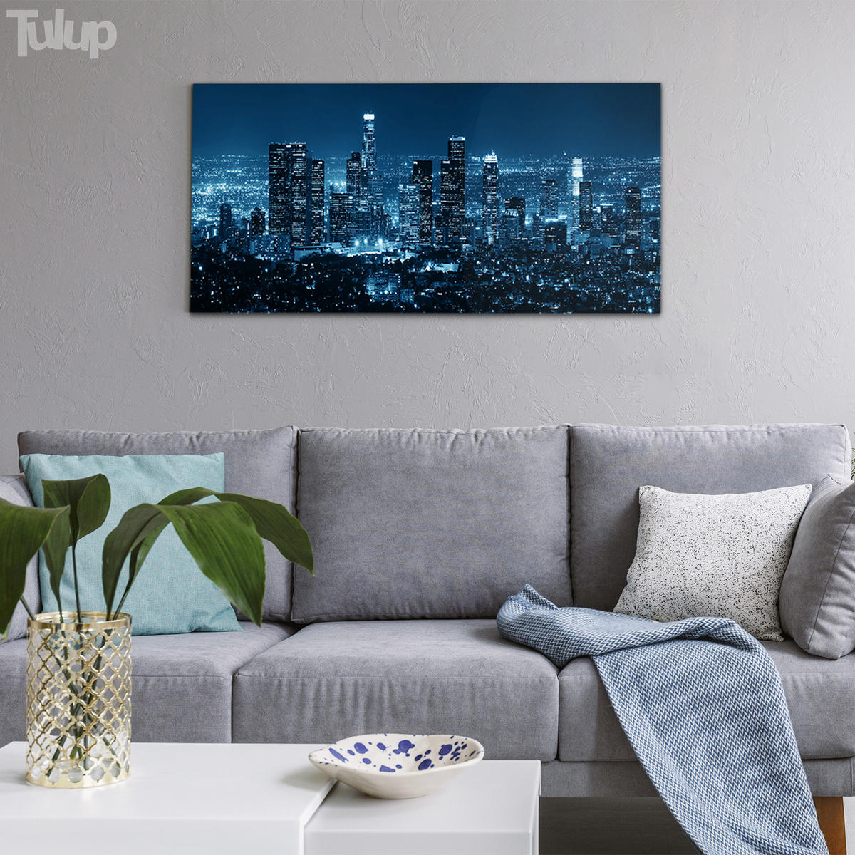 GLASBILD 120x60 cm Los Angeles - Dunkelblau, Glas (120/60cm) - TULUP