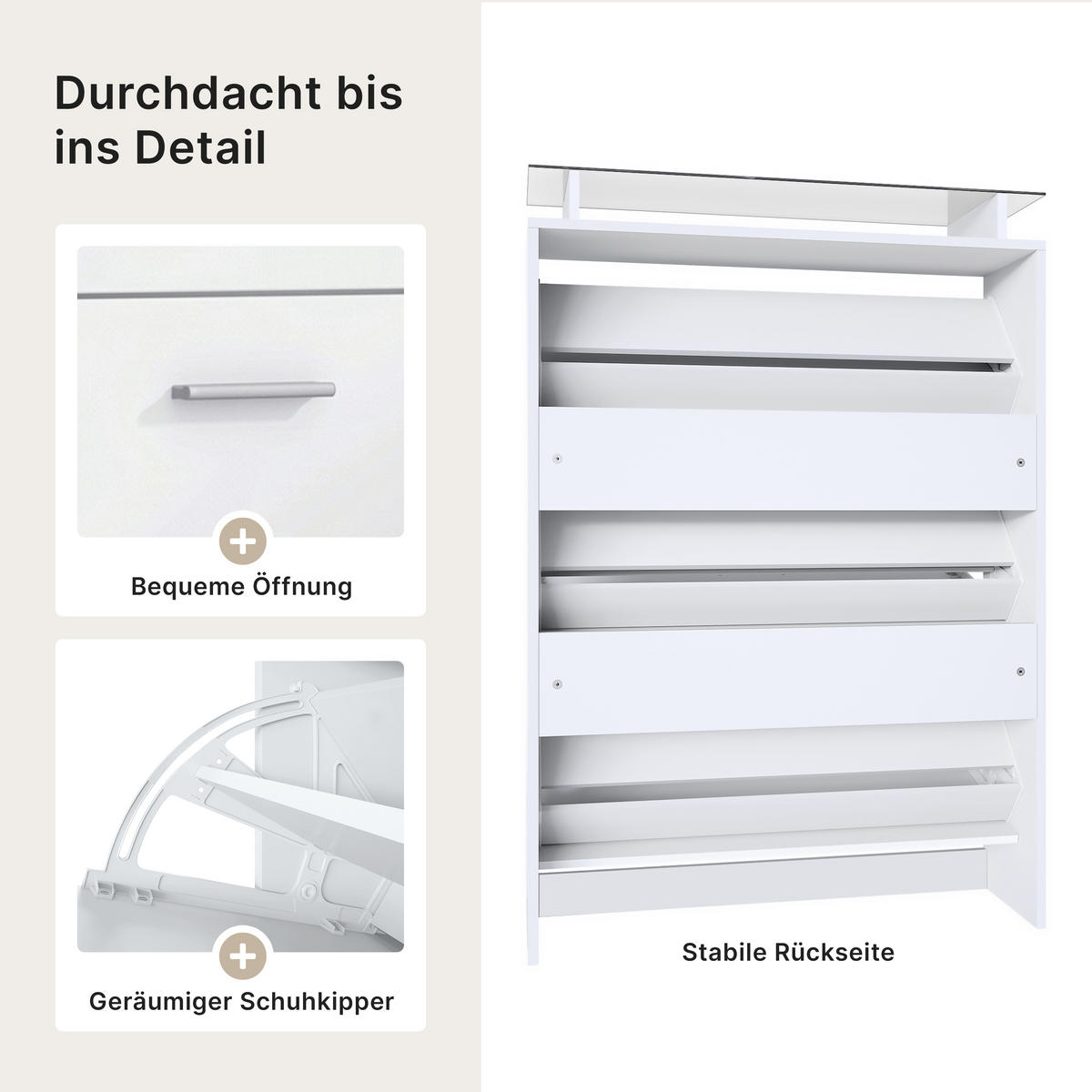 SCHUHSCHRANK Lavia Front in Beton Oxid Optik - Hellgrau, Holzwerkstoff (89/128/23cm) - Vladon