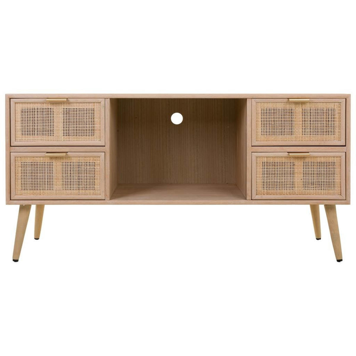 LOWBOARD aus Holz und braunem Netz 120x42x60 - Braun, Holz (120/60/42cm) - Wanderlust