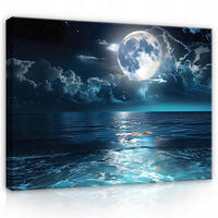 LEINWAND BILDER Meer Mond 100x70 - Multicolor, Holzwerkstoff (100/70cm) - Wallarena