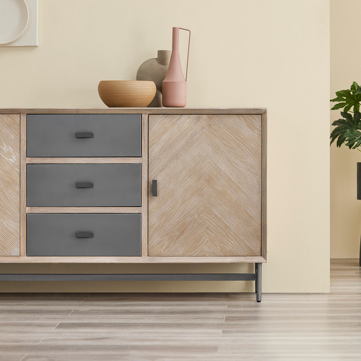 SIDEBOARD Natur - Naturfarben, Holzwerkstoff (200/81.5/40.6cm) - SoBuy