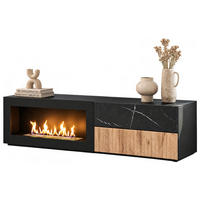 TV-LOWBOARD schwarz, Vicking Eiche, Marmor schwarz 160 x 42 cm, TV Unterteil mit Ethanol Kamin - Eichefarben/Schwarz, Holzwerkstoff/Kunststoff (160/42/45cm) - Inn.Furn