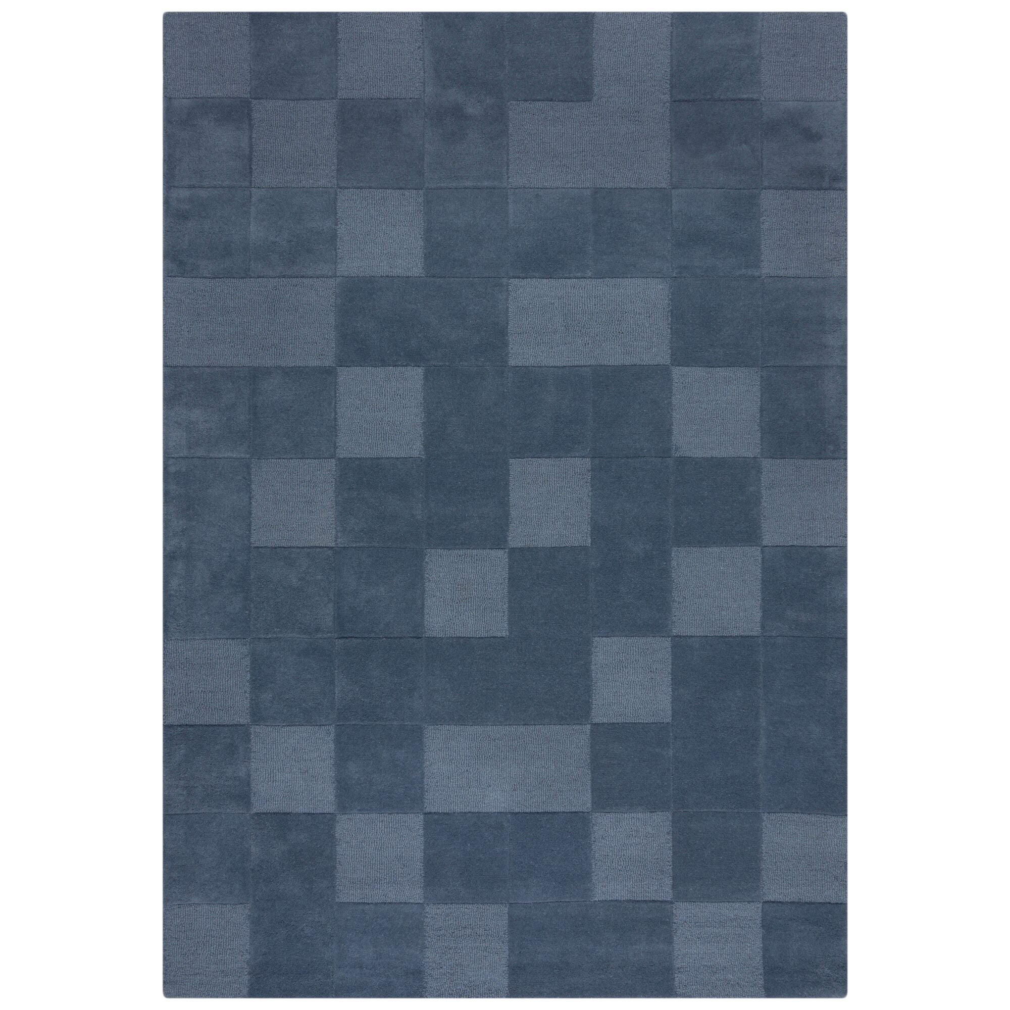 TEPPICH Wohn-/Schlafzimmer reine Wolle BORDY Blau 120x170 cm - Blau, Naturmaterialien (120/170cm) - Novatrend