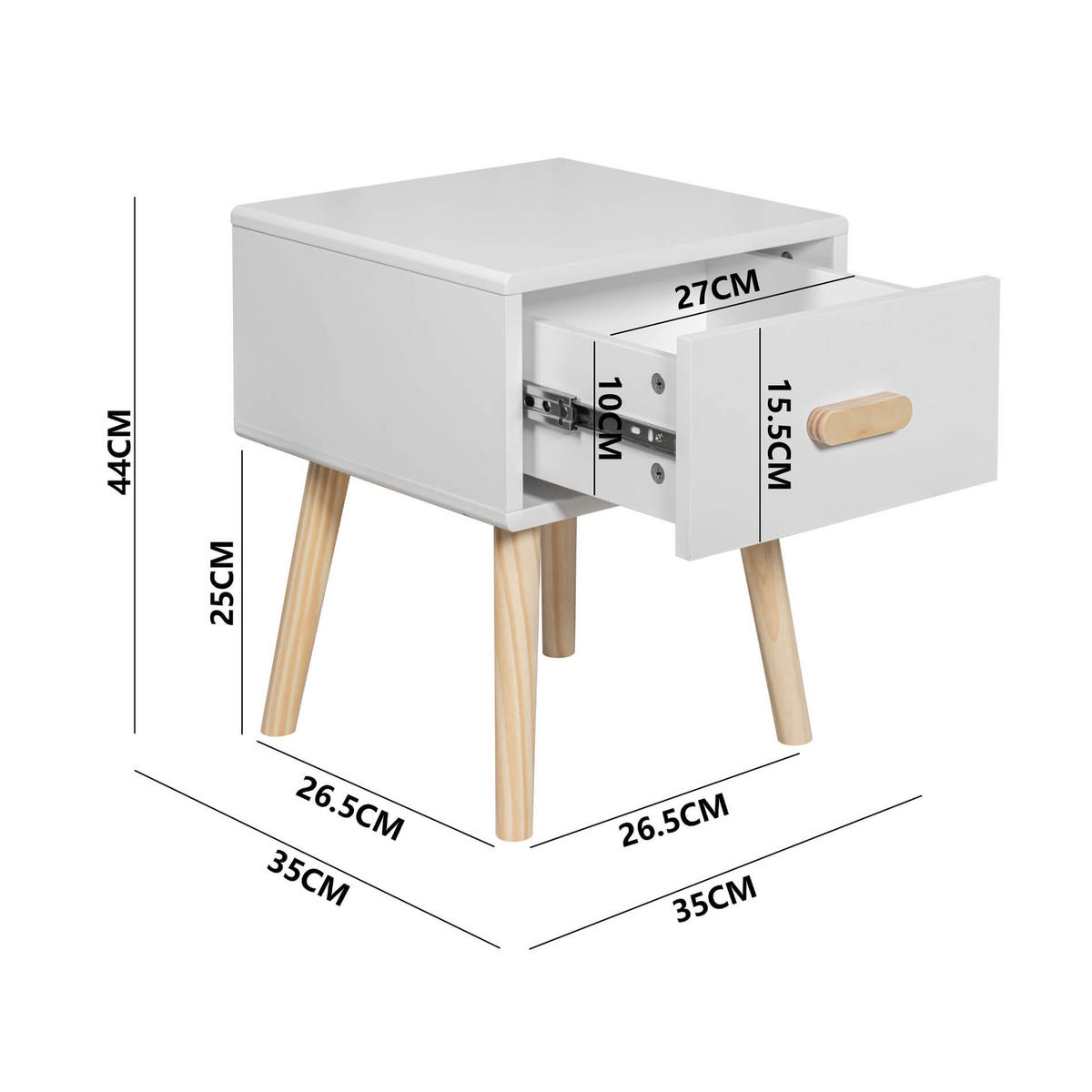 NACHTTISCH Weiß 35/35/44 cm - Weiß, Holzwerkstoff (35/44/35cm) - Mobili Rebecca