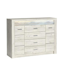 KOMMODE ZERI 137/103,5/42cm mit 4 Schubladen 2 Türen Eiche Bianco - Eiche Bianco, Holzwerkstoff (137/103.5/42cm) - MASSENO