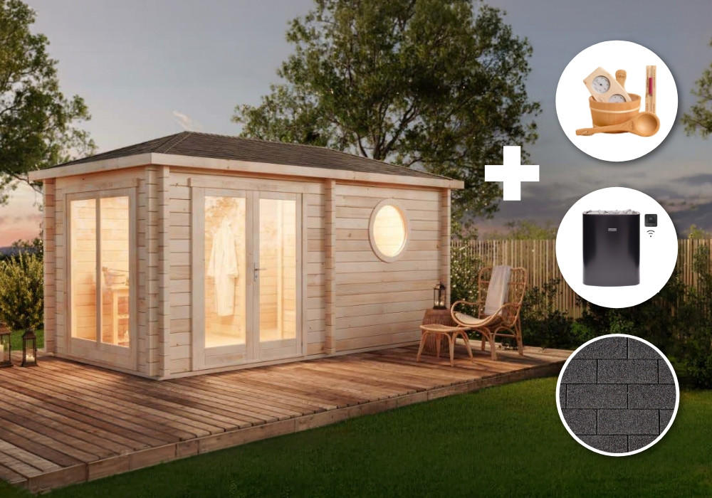 FinnTherm Gartensauna Natur 508x263x274 cm