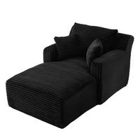 SCHLAFSESSEL DE-34906 Cord mit Schlaffunktion Schwarz - Schwarz, Textil (100/82/166cm) - ComfortXL