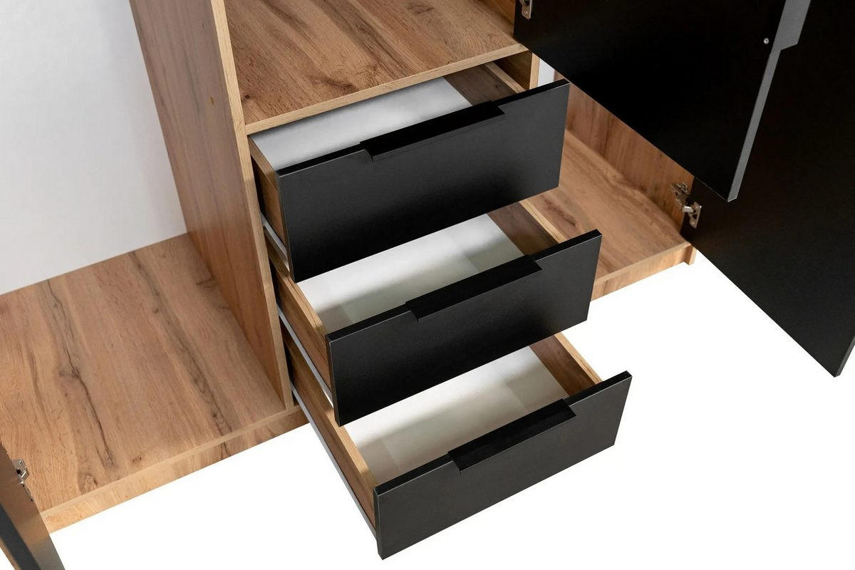 DREHTÜRENSCHRANK LABOO LUX 149/200/58 cm in Weiß mit Lamellen und Aufsatz - Weiß, Holzwerkstoff (149/245/58cm) - Deine Möbel 24