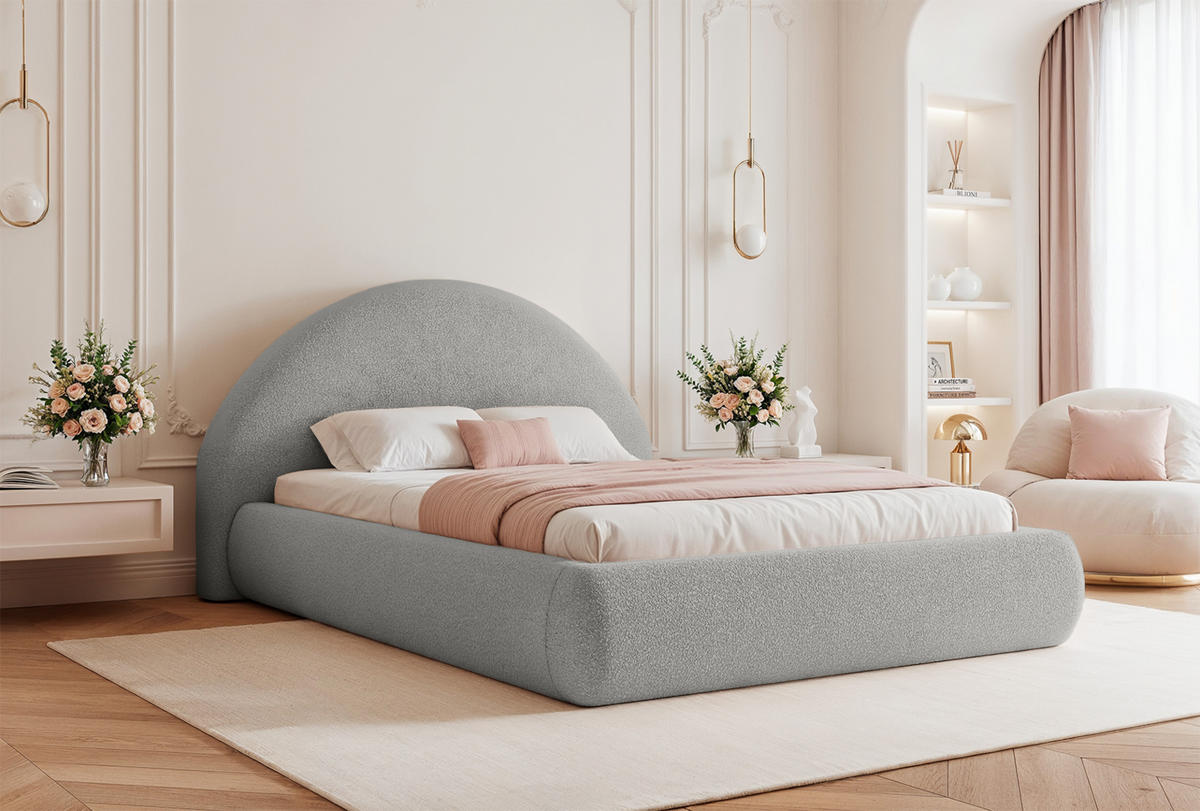 POLSTERBETT Scafa 200x200 cm, Hellgrau - Hellgrau, Textil (200/200cm) - Fedve