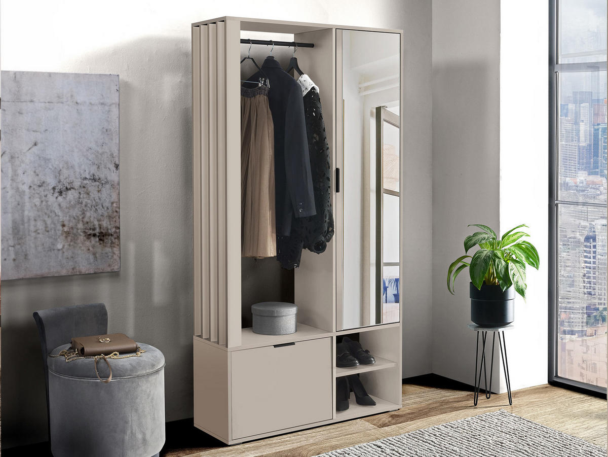 GARDEROBE Milo - Kaschmir/Schwarz, Holzwerkstoff/Kunststoff (100/190/33cm) - MIRJAN24