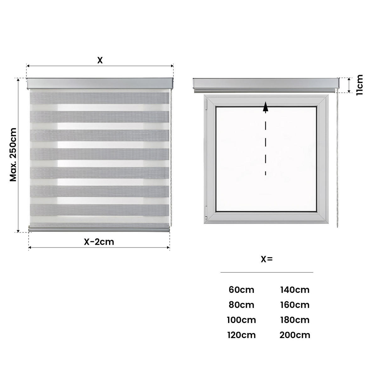 DOPPELROLLO Weiß 120x250 cm - Silberfarben, Kunststoff (120/250cm) - STORESDECO