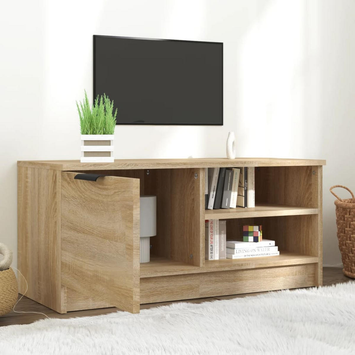 TV-SCHRANK Sonoma-Eiche 80/35/36,5 Cm Holzwerkstoff - Braun, Holz (80/36.5/35cm) - vidaXL