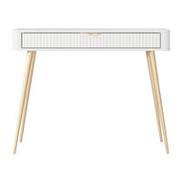 KONSOLENTISCH Vespasia 1S Beige 100,2/78/38 cm – Geriffelte Fronten - Goldfarben/Weiß, Holzwerkstoff/Metall (38/100.2/78cm) - AX Living