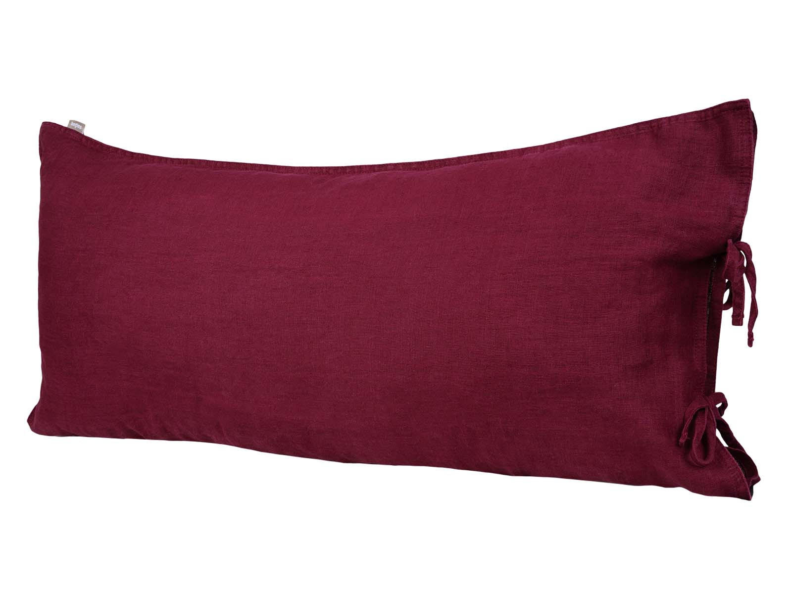 KISSENBEZUG reines Leinen merlot-rot 40/80 cm - Dunkelrot, Naturmaterialien (40/80cm) - beties Heimtextil