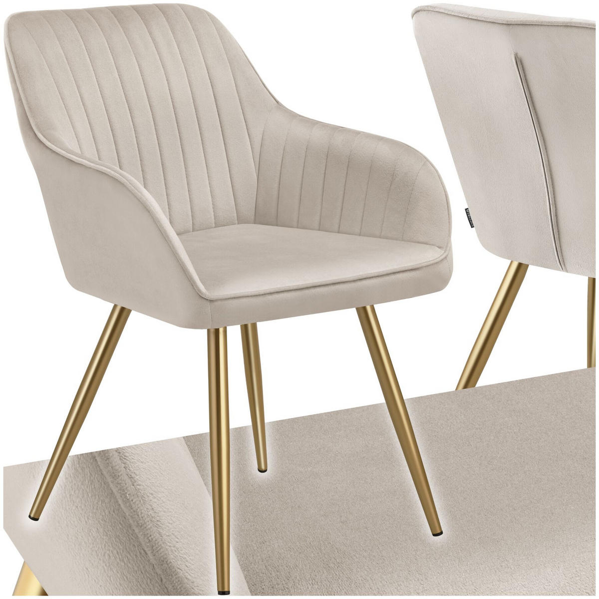 ESSZIMMERSTUHL Marilyn,58 x 62 x 82 cm,taupe/gold - Taupe/Goldfarben, Kunststoff (58/82/62cm) - tectake