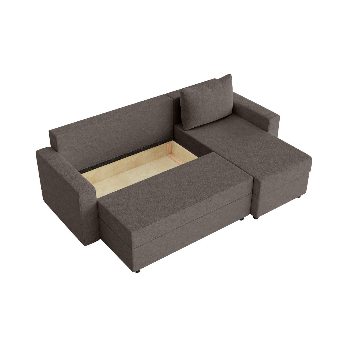 ECKSOFA Goka L mit Schlaffunktion, Braun - Braun, Textil (230/146cm) - Fedve