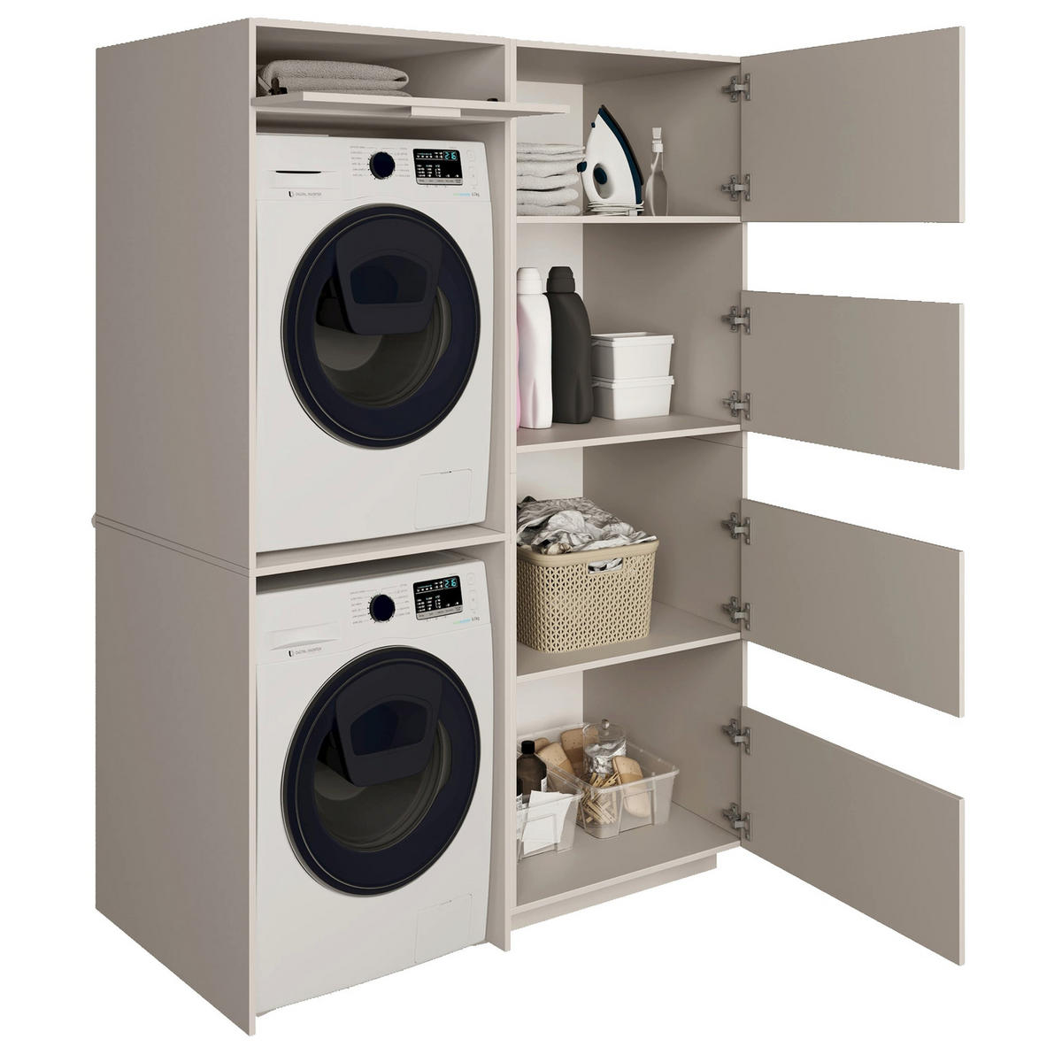 BADEZIMMERMÖBEL-SET Holv Kaschmirgrau 135 cm - Taupe, Holzwerkstoff/Metall (135/200/66cm) - Selsey
