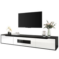 TV-ELEMENT mit LED-Beleuchtung 180 cm Hochglanz Schwarz Weiß - Schwarz, Holzwerkstoff (35/30/180cm) - Beauniv