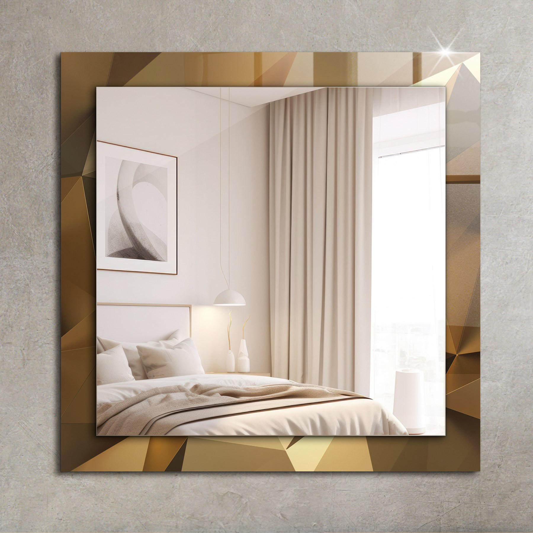 SPIEGEL 60 x 60 cm Rechteckig mit Aufdruck - Graubraun, Glas (60/60/0.4cm) - TULUP