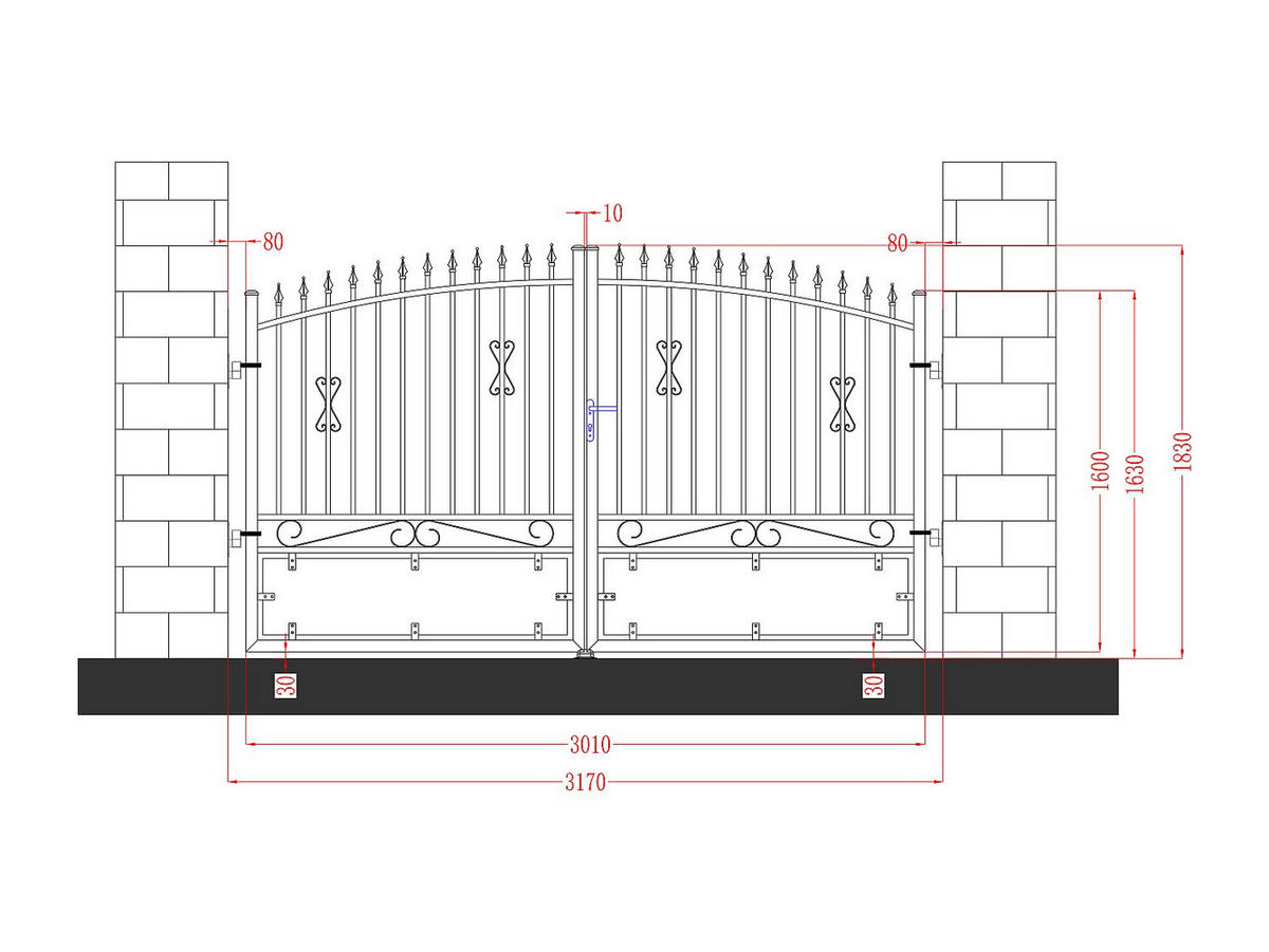 FLÜGELTOR - 301cm x 5cm - Aluminium - schwarz - NERBIS - Schwarz, Metall (301/160cm) - Vente-Unique