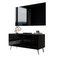 TV-ELEMENT AURA 100 Schwarz Hochglanz – Beinfarbe: Chrom - Schwarz, Holzwerkstoff (100/49/40cm) - Lookway