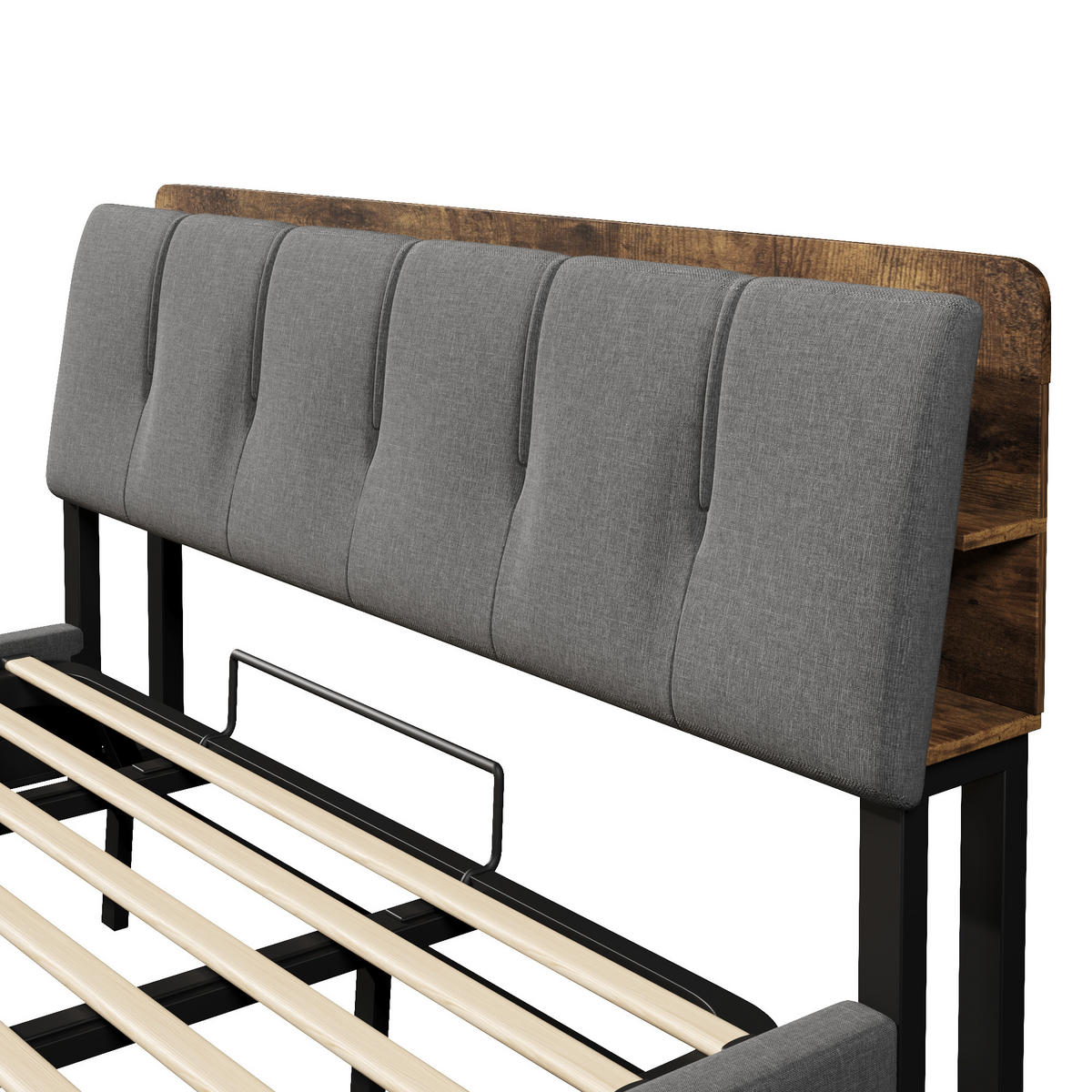 ČALOUNĚNÁ POSTEL 180x200cm Úložná LED USB-C Len Šedá - šedá, přírodní materiály (180/200cm) - FLIEKS