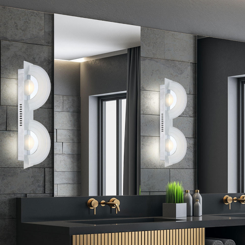 LED WANDLEUCHTE Aluminium Silber 2er Set - Silberfarben, Glas (6/13.7/46cm) - Globo Lighting