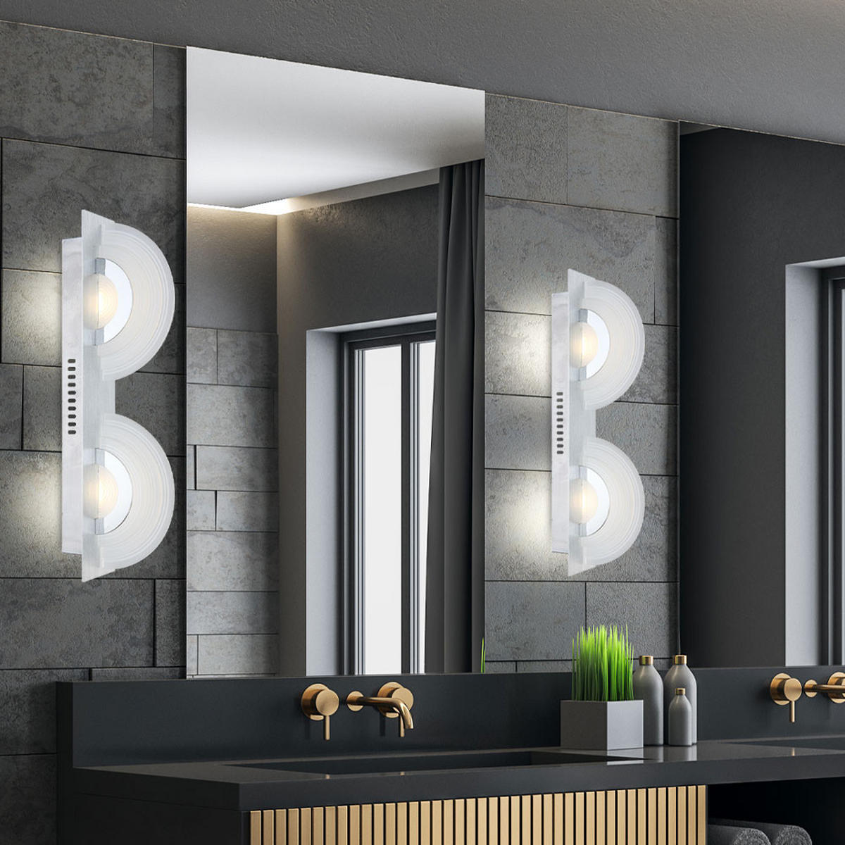 LED WANDLEUCHTE Aluminium Silber 2er Set - Silberfarben, Glas (6/13.7/46cm) - Globo Lighting