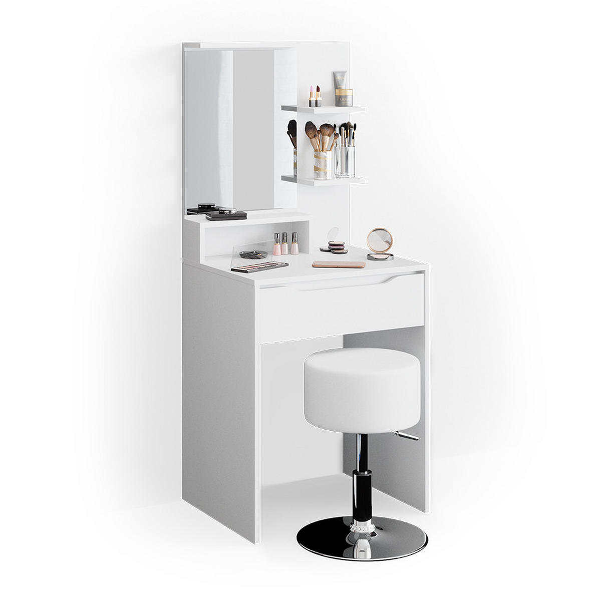 SCHMINKTISCH Ruben Weiß 60 cm mit Hocker - Weiß, Holzwerkstoff (60/142.7/48cm) - Vicco
