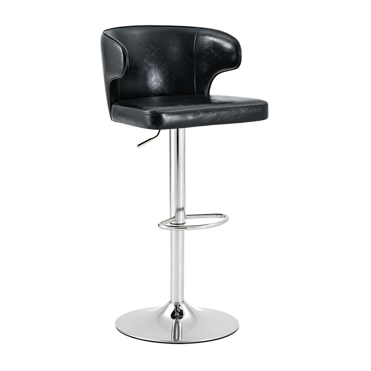 BARHOCKER 2er-Set höhenverstellbar drehbar Schwarz PU - Schwarz, Metall (45/110/49.72cm) - Meubliv