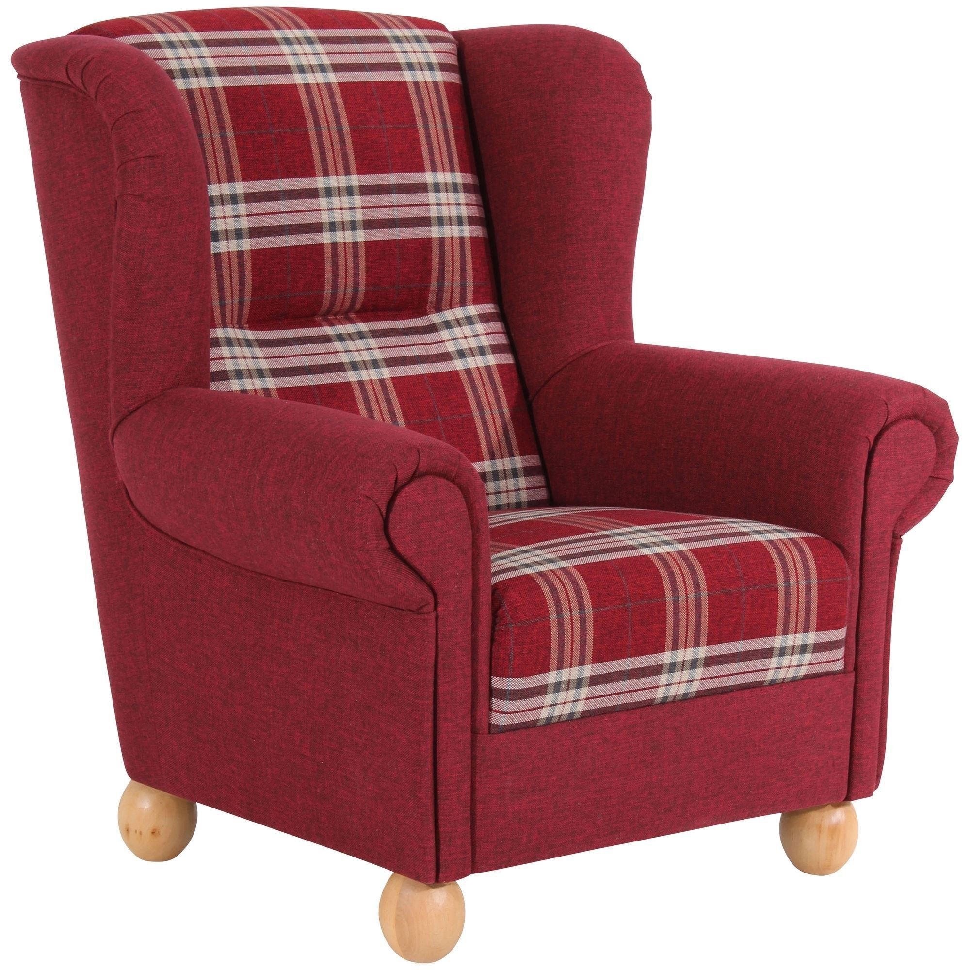 58aufmkessel Ohrenbackensessel Rot, Buche 93x103x87 cm