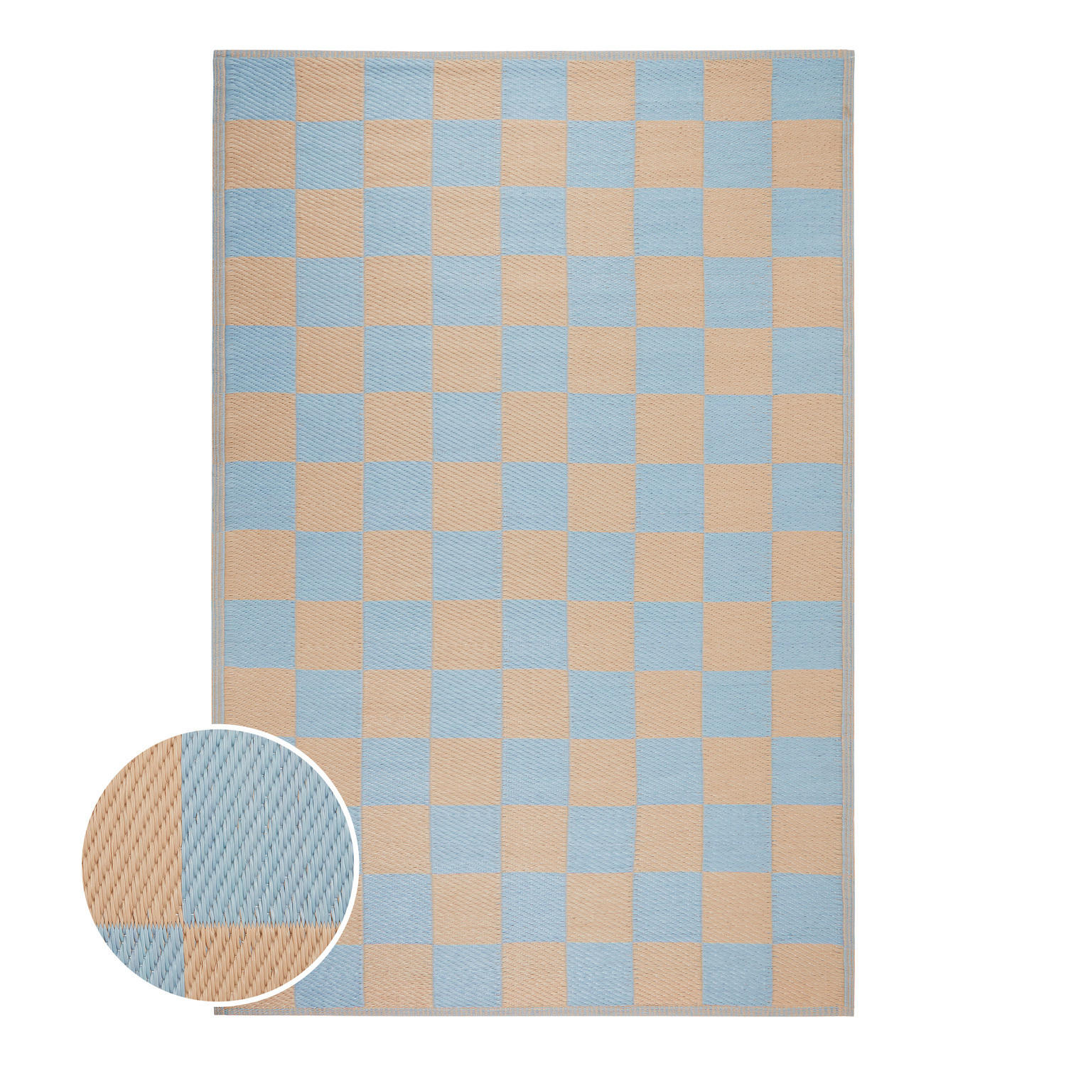OUTDOORTEPPICH Colour Clash Karo 118x180 cm - Blau/Beige, Kunststoff (118/180cm) - Butlers