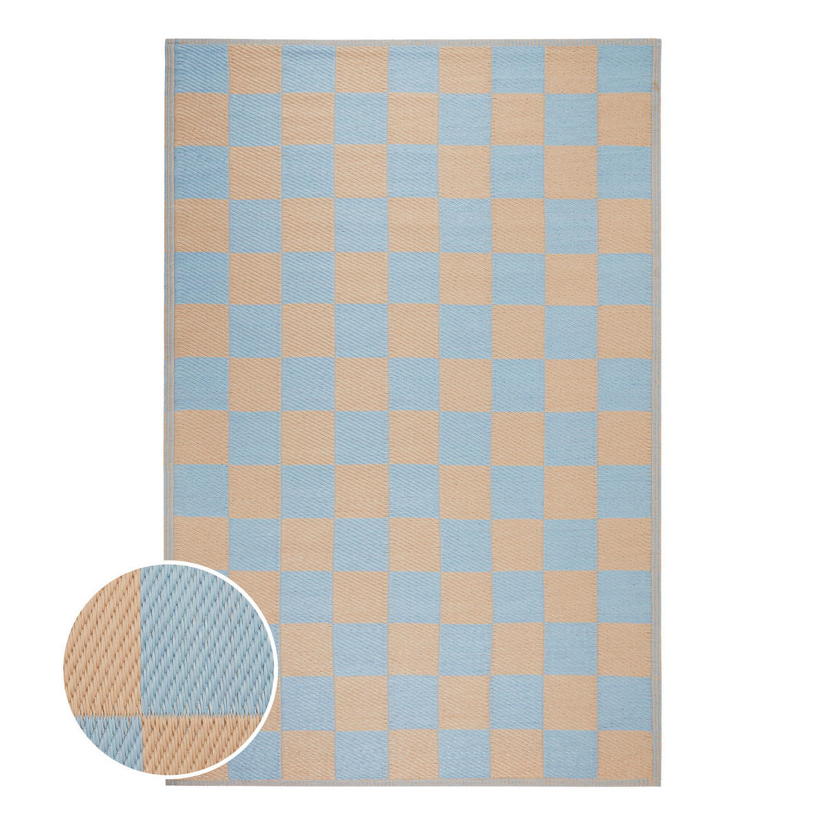 OUTDOORTEPPICH Colour Clash Karo 118x180 cm - Blau/Beige, Kunststoff (118/180cm) - Butlers