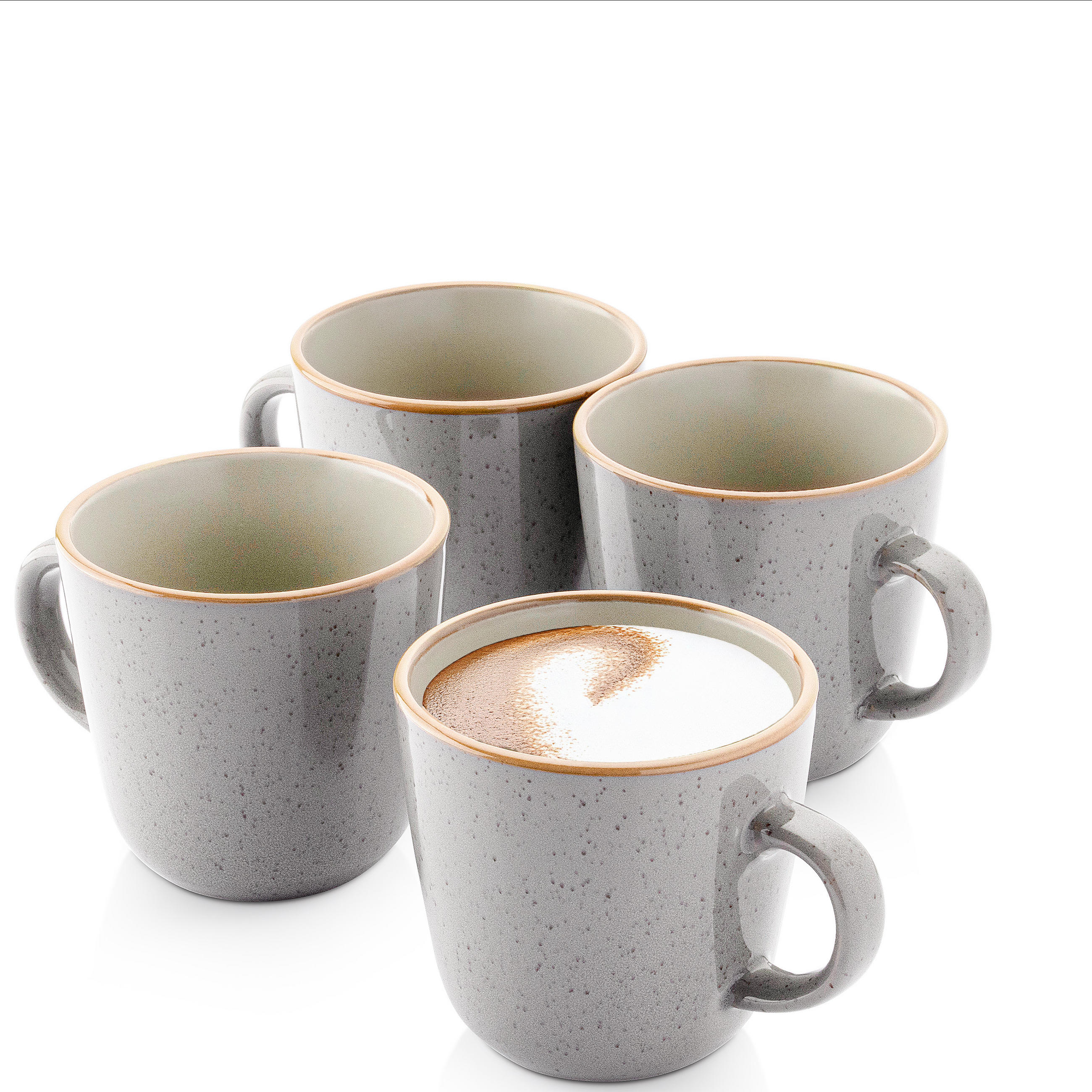 KAFFEEBECHER RIO PERLGRAU- 4 teilig aus Steingut - Grau, Keramik (0.43L) - Sänger