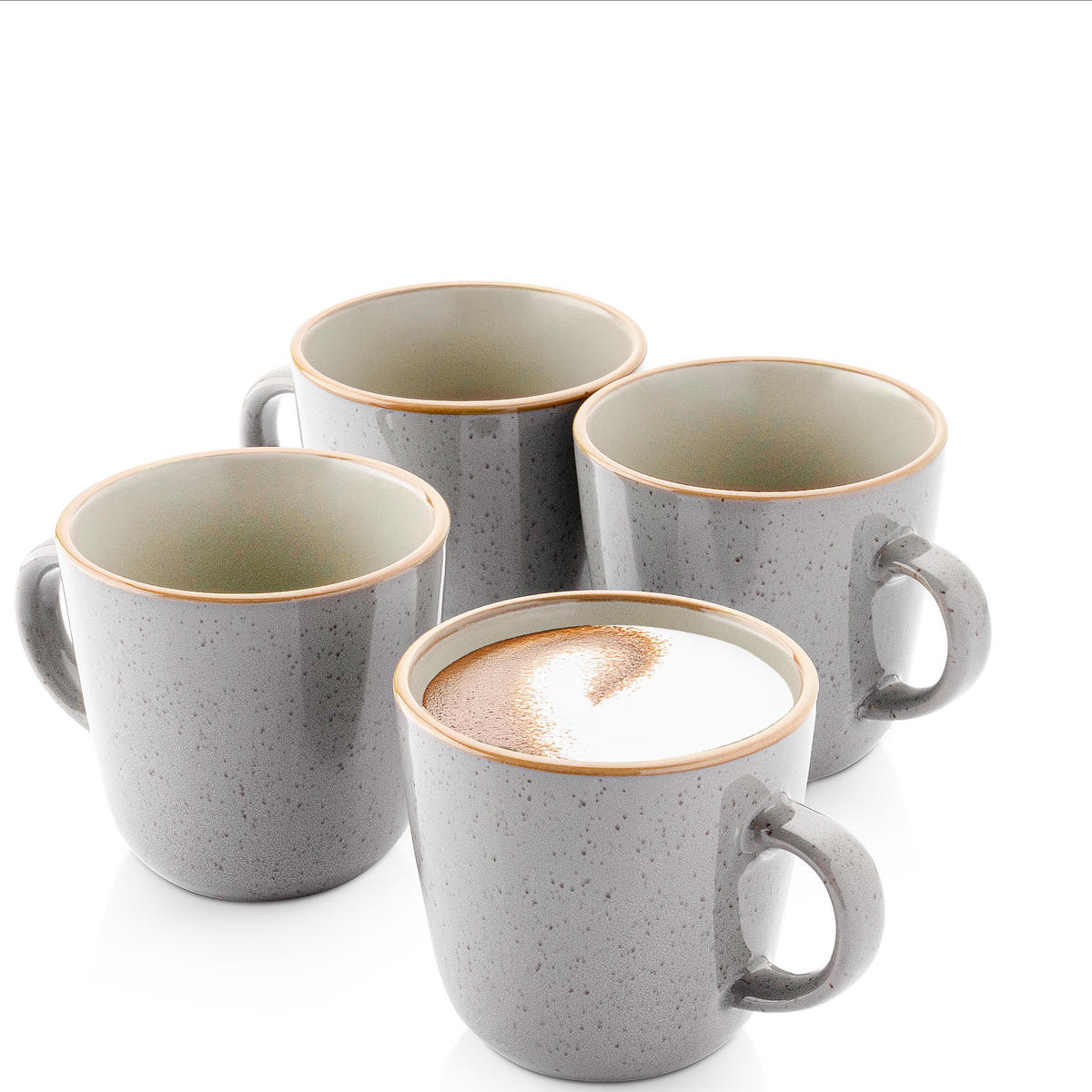 KAFFEEBECHER RIO PERLGRAU- 4 teilig aus Steingut - Grau, Keramik (0.43L) - Sänger