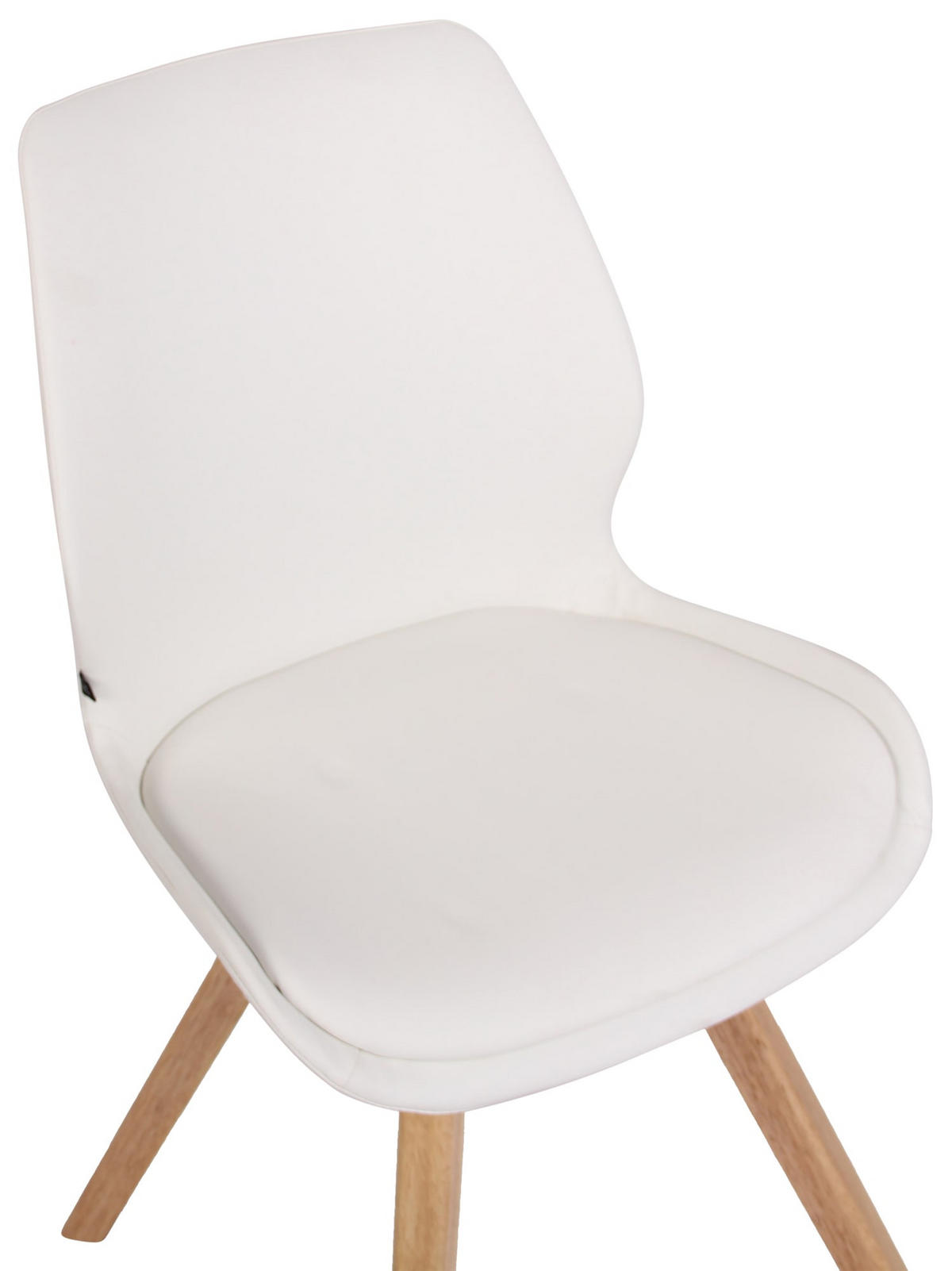 STUHL 4er Set Lederlook weiß - Eukalyptusholzfarben/Weiß, Holz/Textil (49/87.5/58cm) - CLP