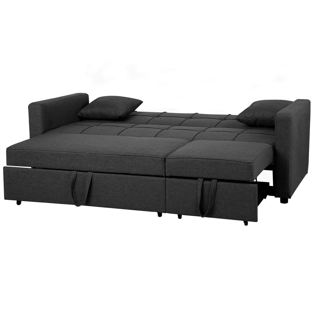 3-SITZER-SCHLAFSOFA Polyester Grau Glomma - Dunkelgrau, Textil (207/95/87cm) - Beliani