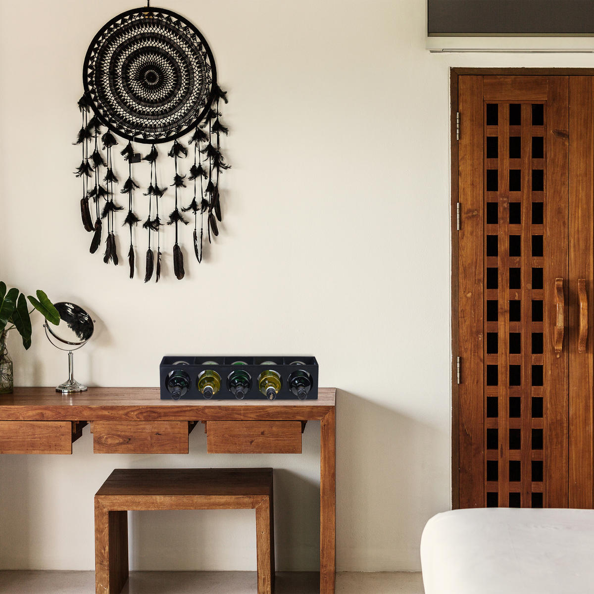 2xWEINREGAL - Schwarz, Holz (14/53/12cm) - Relaxdays