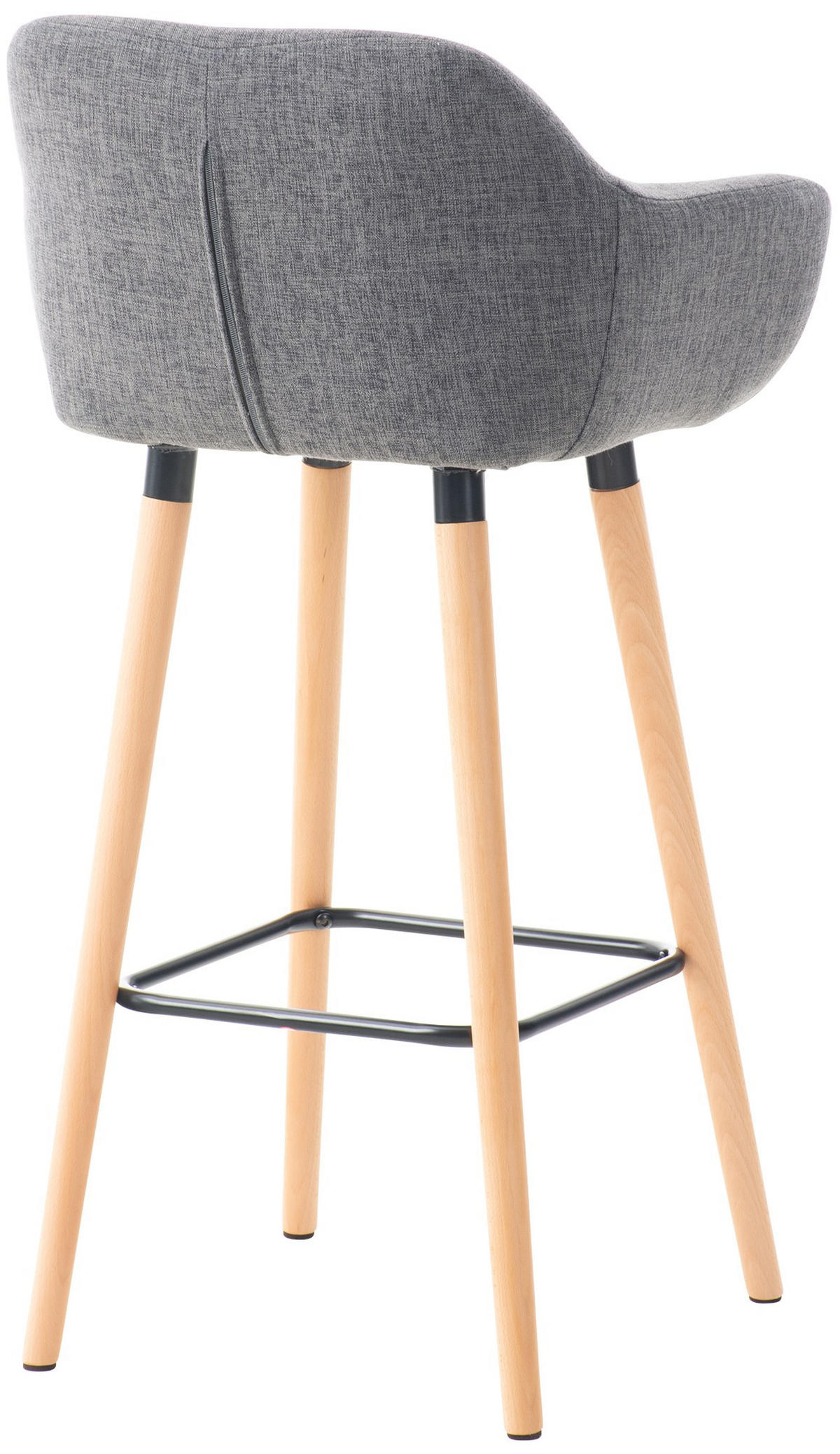 BARHOCKER Stoff hellgrau - Eukalyptusholzfarben/Hellgrau, Holz/Textil (55/99/46cm) - CLP