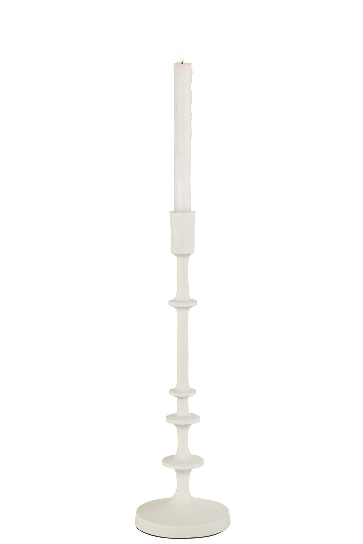 KERZENHALTER IZY - Aluminium - Weiß - L - Weiß, Metall (12.5/42.5cm) - J-Line