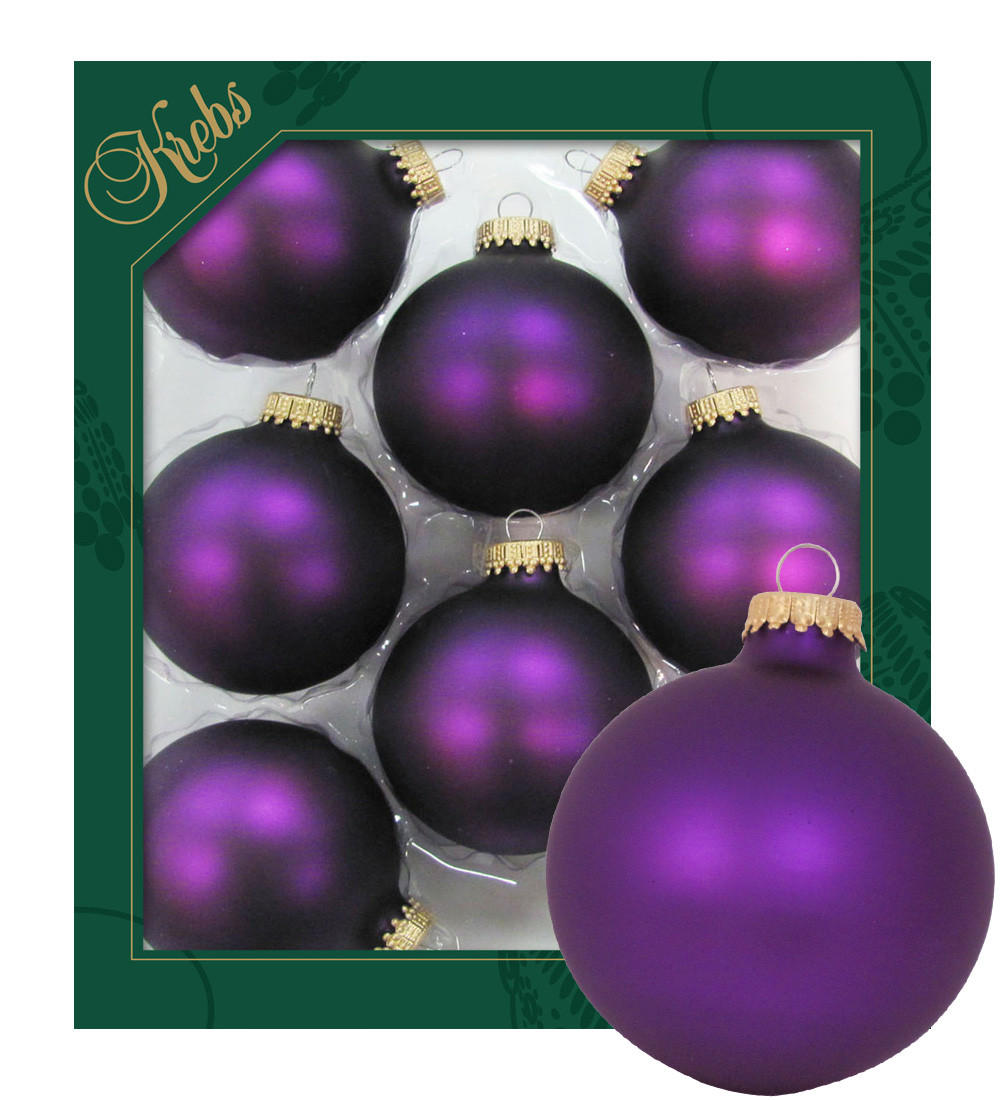 CHRISTBAUMKUGELN Uni-Design Marielle Violett 7cm (Glas / 8 Stk.) - Violett, Glas (7/7/7cm) - Krebs Glas Lauscha