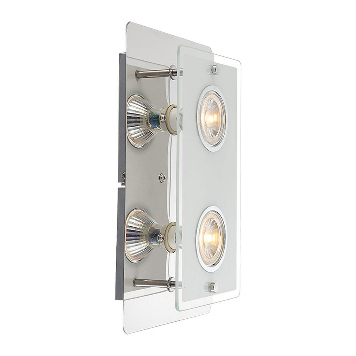 LED WANDLEUCHTE LION Glas Silber 2er Set - Silberfarben, Glas (7.4/16/7.4cm) - Globo Lighting