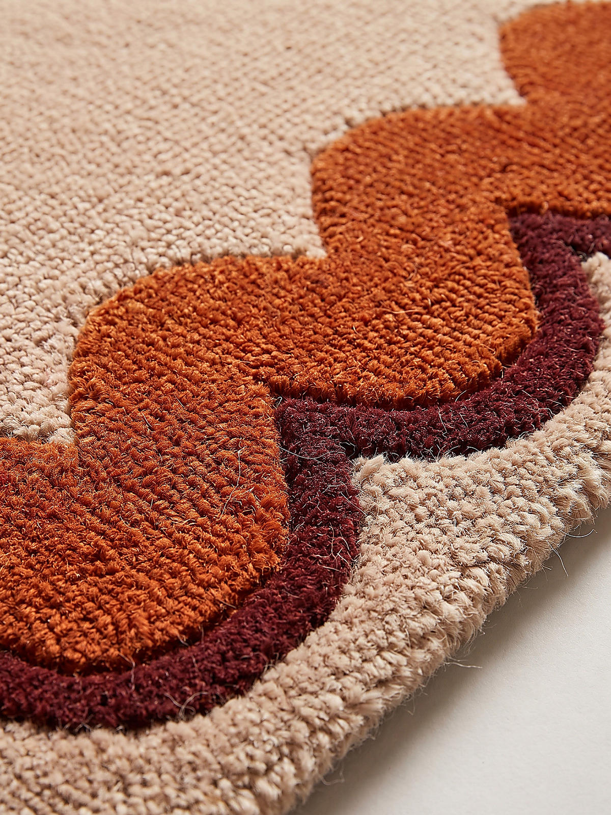 LÄUFER handgetuftet WAVENEY, in Orange, Zickzack-Wellenbordüre, 80 x 230 cm - Orange, Textil (80/230cm) - KADIMA DESIGN