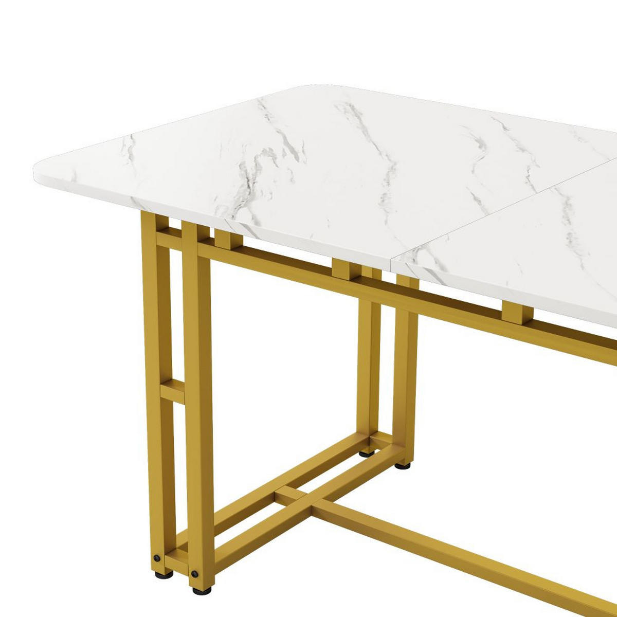 ESSTISCH 120x70 cm in Weiß und Golden mit Gestell aus Metall - Goldfarben, Holz/Metall (120/70/74cm) - KOMHTOM