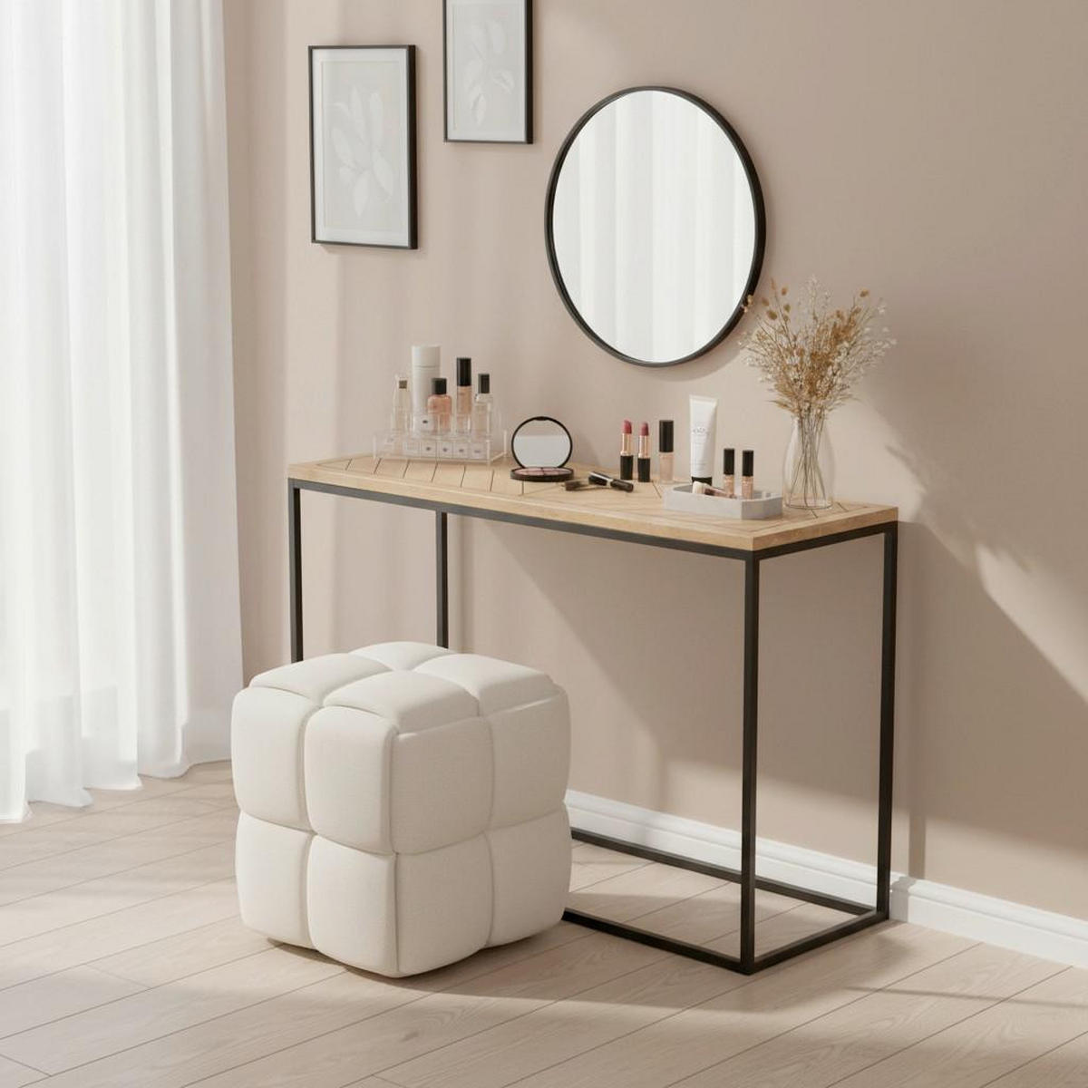 KONSOLENTISCH Catalina Eichefarben/Schwarz - Eichefarben, Holz (76/120/40cm) - Bessagi Home