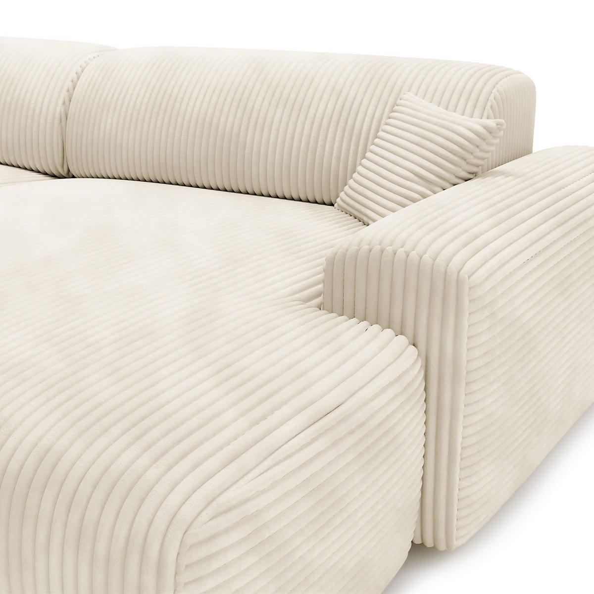 ECKSOFA mit Longchair - Cord - Creme/Schwarz, Kunststoff/Textil (284/178cm) - home24