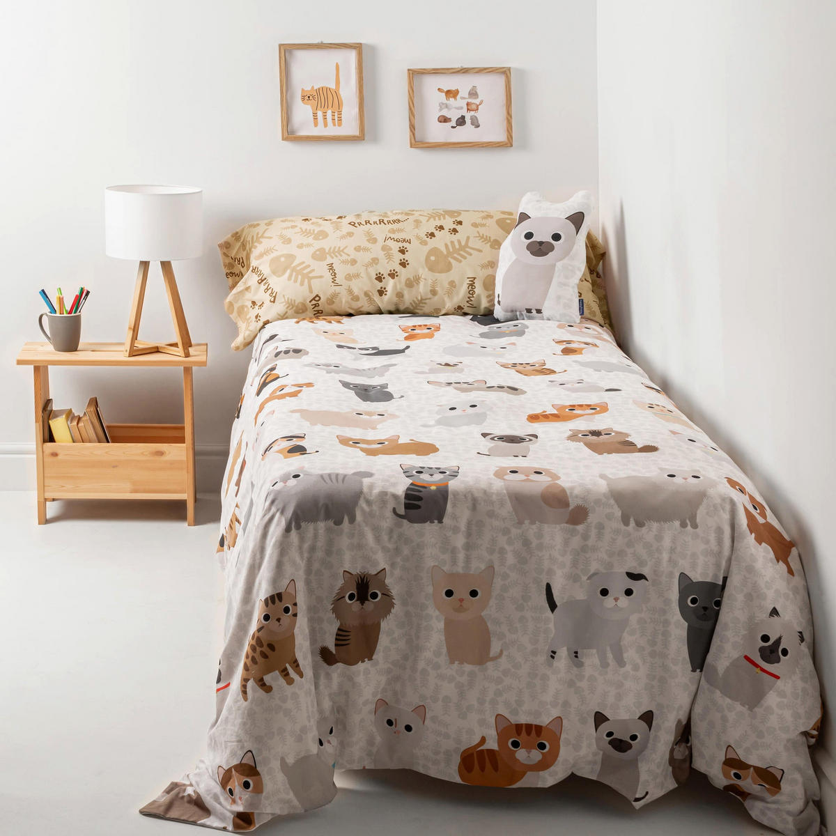 BETTBEZUG 2er-Set teiliges cats 135/140x200 cm (standardgrösse) mehrfarbig - Multicolor, Textil (140/200cm) - Happy Friday